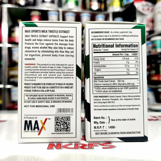 Max Sports Nutrition Milk Thistle 60 Capsules 60 Servings