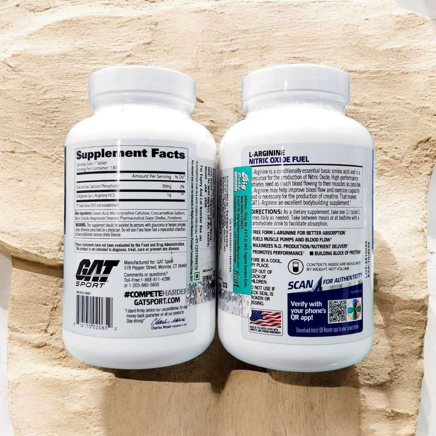 GAT Arginine 180 Tablets, 180 Servings