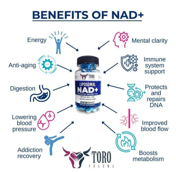 TORO Pharma Liposomal NAD+ Enhances Absorption 60 Capsules