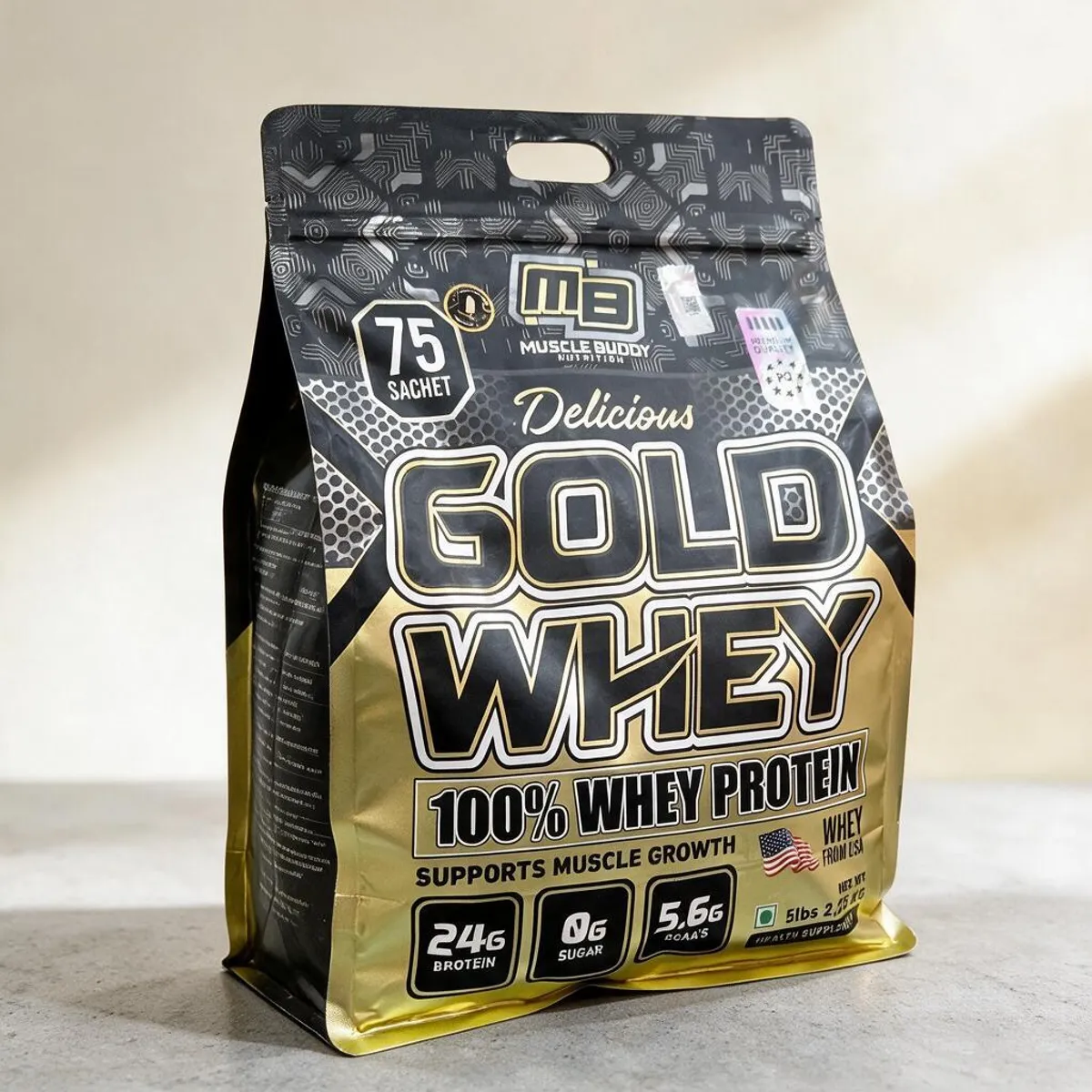 Muscle Buddy Gold Whey Pouch 2.25kg 75 Servings