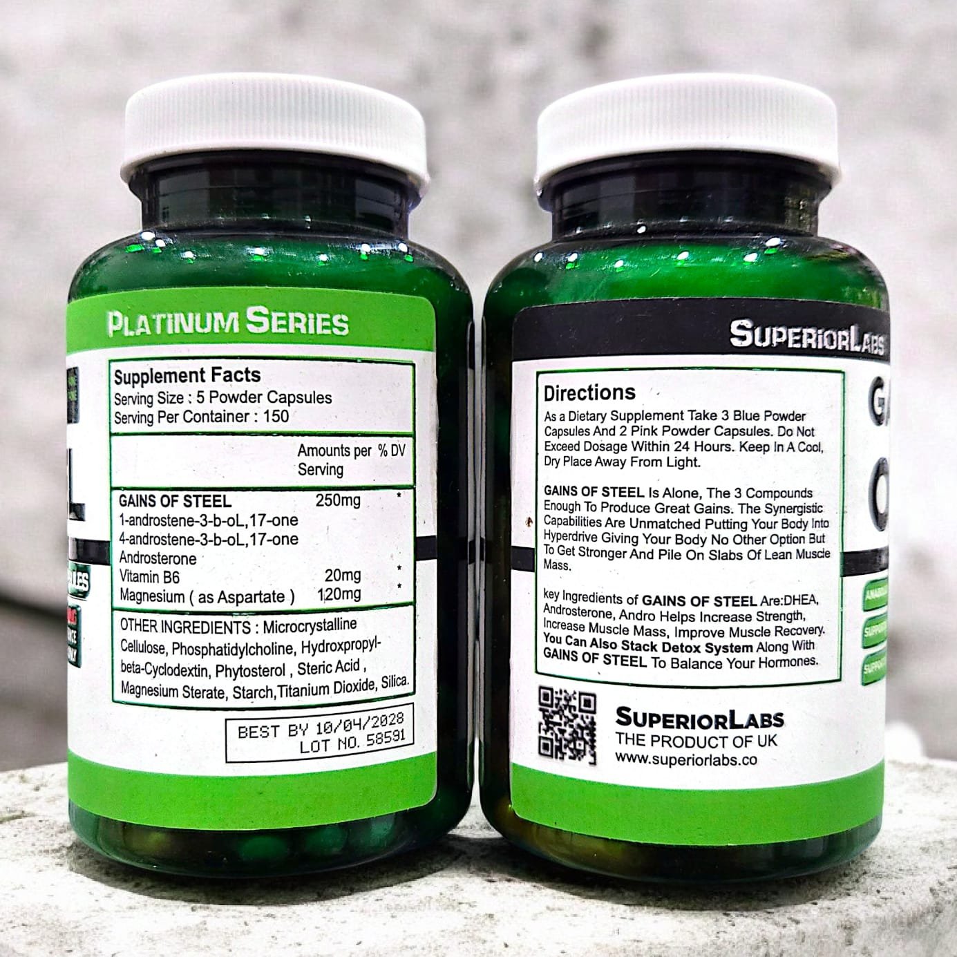 Superior Labs Gains of Steel 150 Capsules