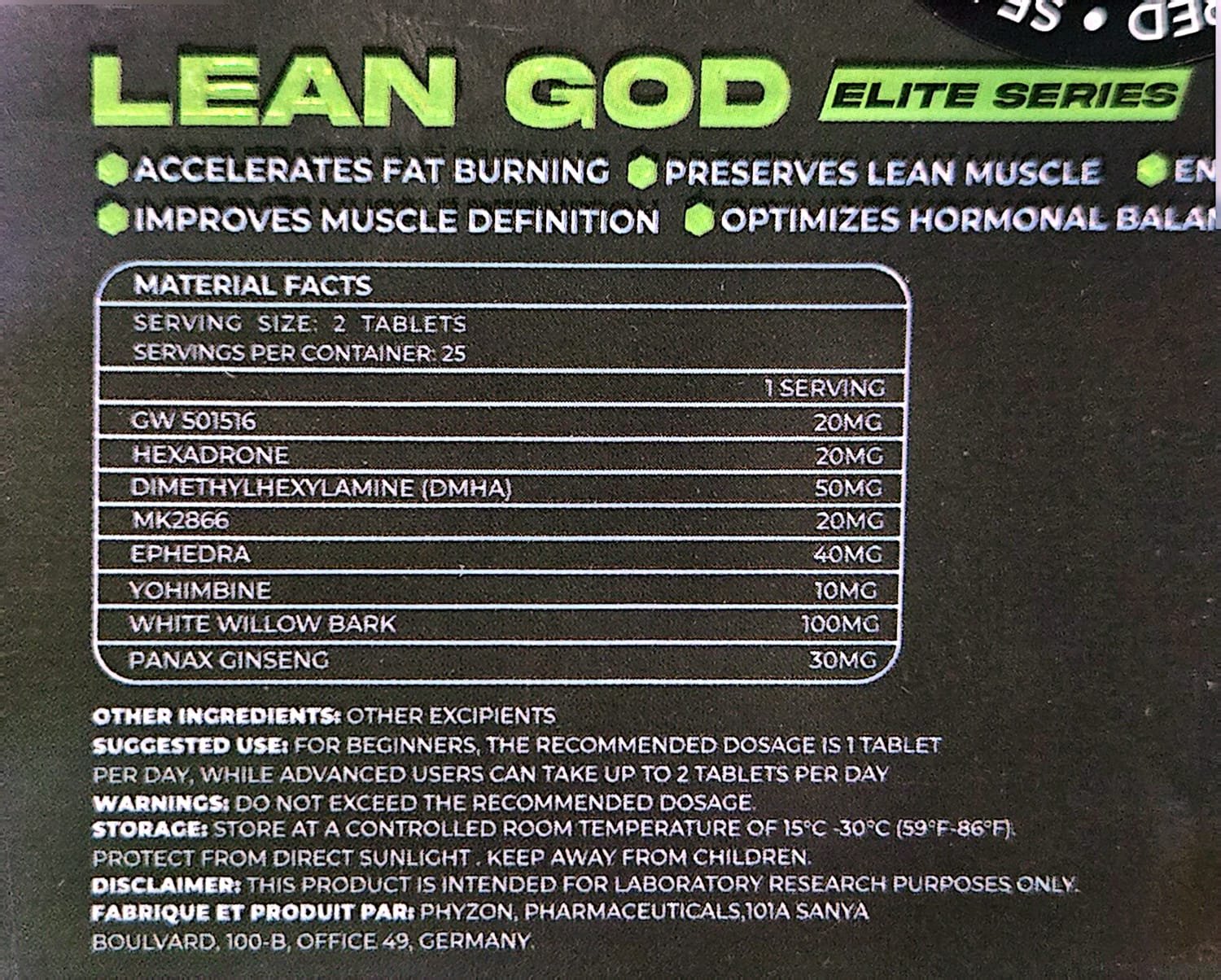 Phyzon Labz Lean God 145mg 50 Capsules