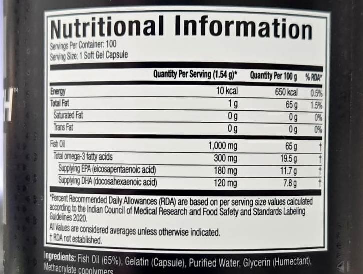 MuscleTech Fish Oil 100 Capsules