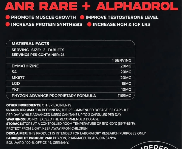 Phyzon Labz ANR Rare + Alphadrol 2500MG 50 Tablets